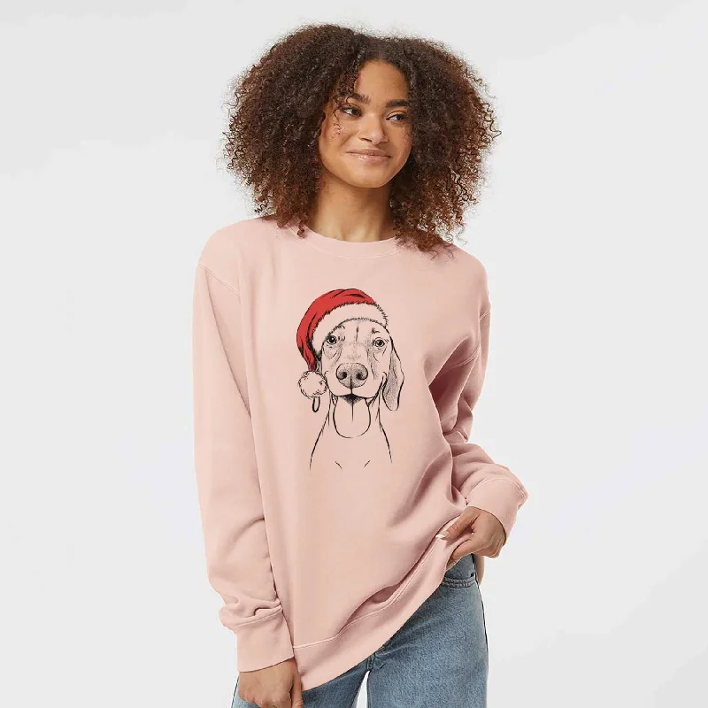 Santa Remington the Vizsla - Unisex Pigment Dyed Crew Sweatshirt Hoodie with Sequins Glamorous Eye-catching