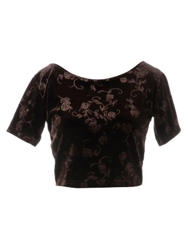 Label Velvet Low Back Crop Top Cotton Fabric Linen Fabric Terry Fabric