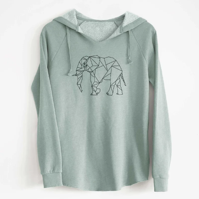 Geometric Elephant - Cali Wave Hooded Sweatshirt Hoodie Dress Longline Feminine