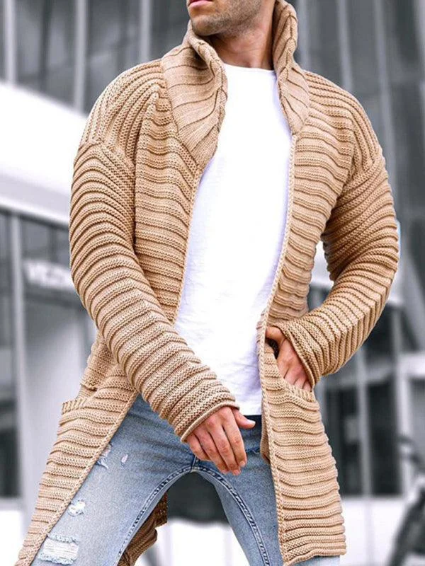 Long Turtleneck Men Cardigan Sweater Silk Blend Satin Velvet