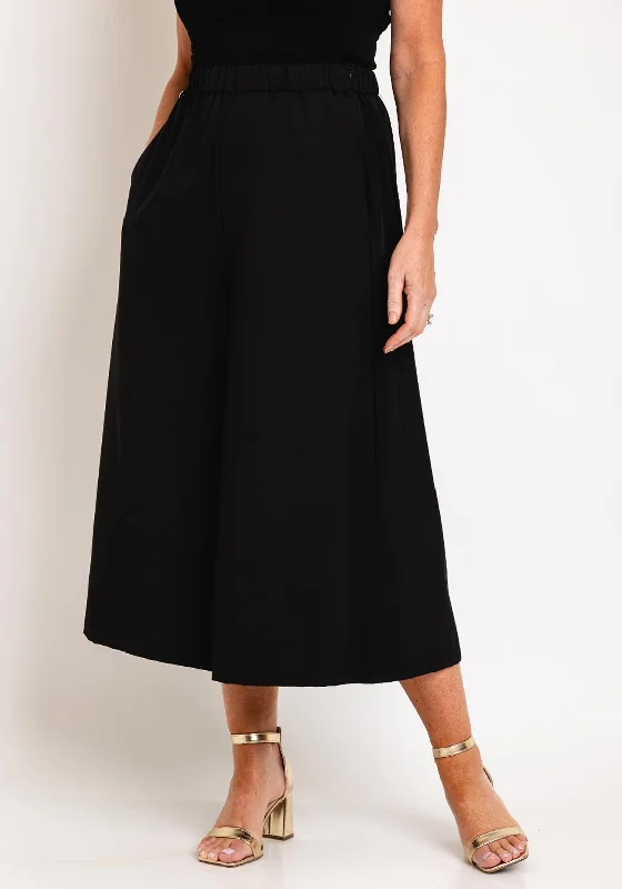 Malissa J One Size Cropped Wide Leg Trousers, Black Trousers High Rise Slim Fit