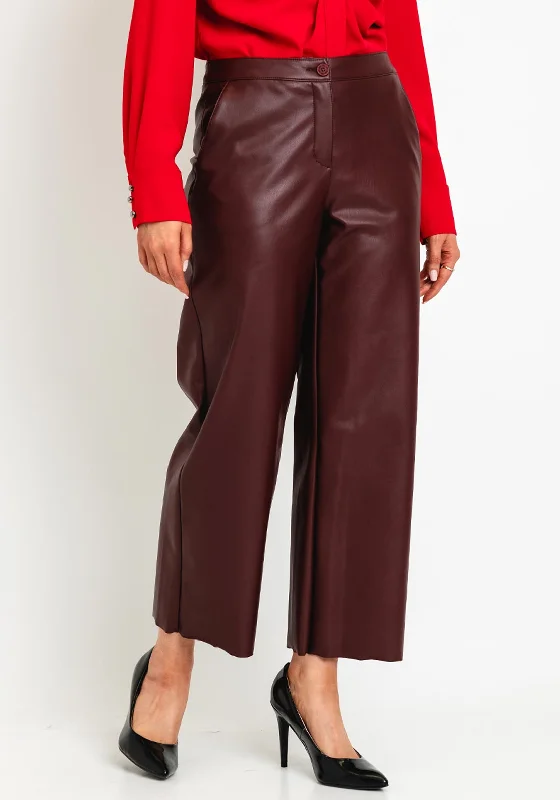 Robell Cloe 09 Faux Leather Crop Trouser, Wine Trousers Seasonal Trendy