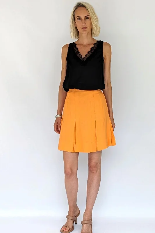 1950s Vintage Peach Orange Pleated Mini Skirt denim skirt trendy