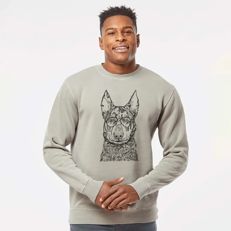 Aviator Riggs the Beauceron - Unisex Pigment Dyed Crew Sweatshirt Hoodie with High Neck Warm Protective