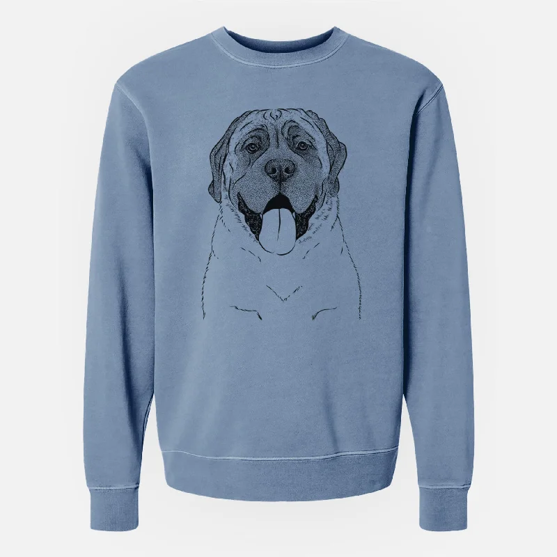 Bare Remmie the English Mastiff - Unisex Pigment Dyed Crew Sweatshirt Hoodie with Fur Luxurious Winter