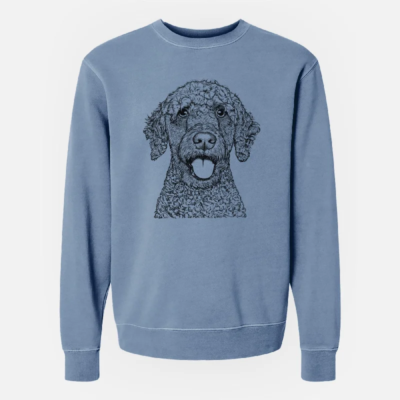 Bare Reina the Spanish Water Dog - Unisex Pigment Dyed Crew Sweatshirt Hoodie with Exposed Zipper Edgy Industrial