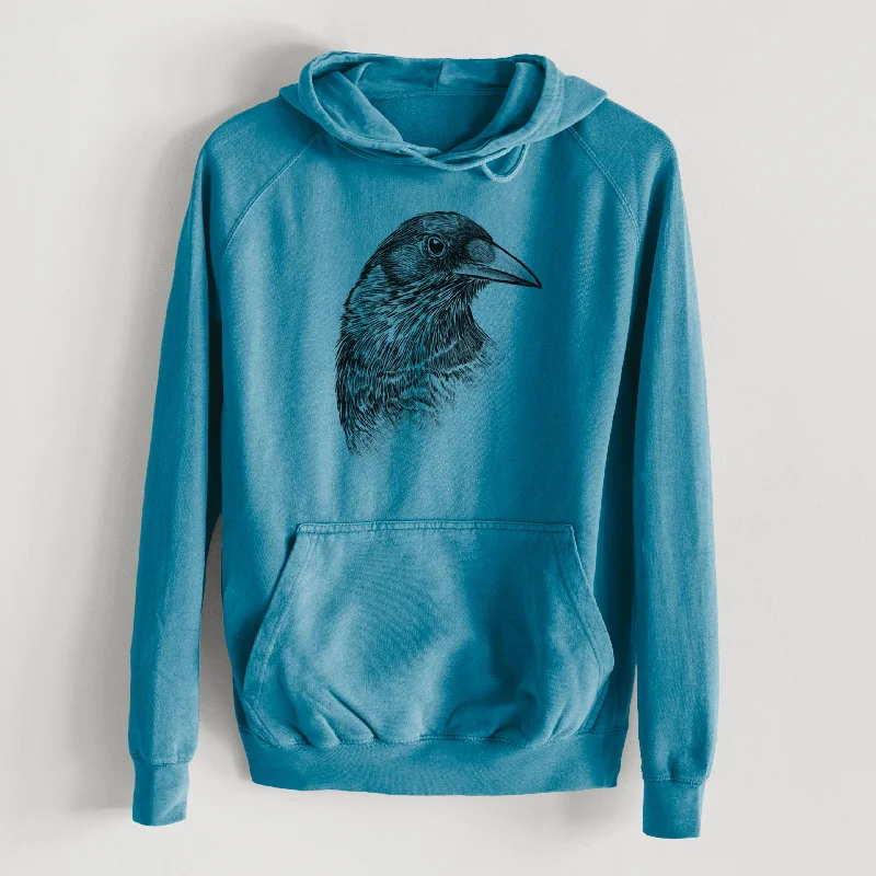 American Crow Bust - Corvus brachyrhynchos  - Mid-Weight Unisex Vintage 100% Cotton Hoodie Hoodie with Lining Warm Insulated