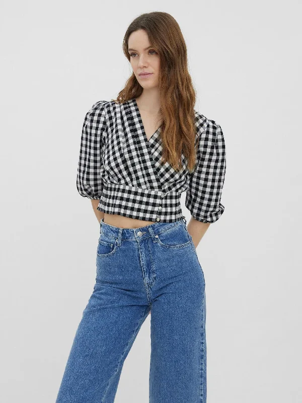Γυναικείο crop top VMKARMA 3/4 CROPPED WRAP TOP 10260060 | 10260060 Fleece Fabric Down Fabric Feather Fabric