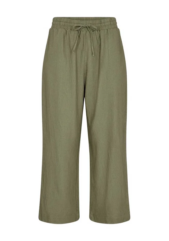 Freequent Lava Linen Ankle Trousers, Deep Lichen Trousers Review Highly