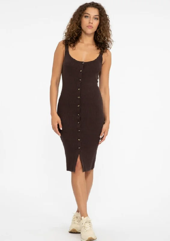 knit button sweater tank dress Casual Formal Business
