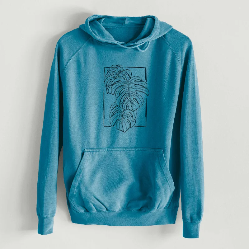 Monstera Deliciosa  - Mid-Weight Unisex Vintage 100% Cotton Hoodie Hoodie with Hem Raw Edge Edgy Unfinished