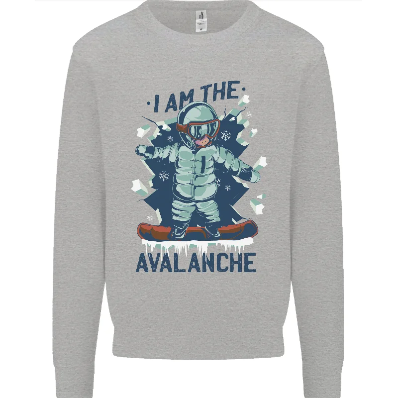 I Am the Avalanche Funny Snowboarding Mens Sweatshirt Jumper Hoodie with Belted Waist Structured Tailored
