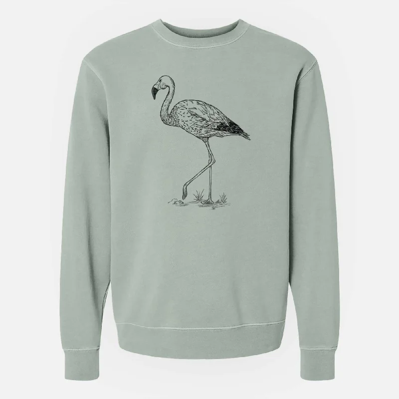 Andean Flamingo - Phoenicoparrus andinus - Unisex Pigment Dyed Crew Sweatshirt Hoodie with Typography Text Message