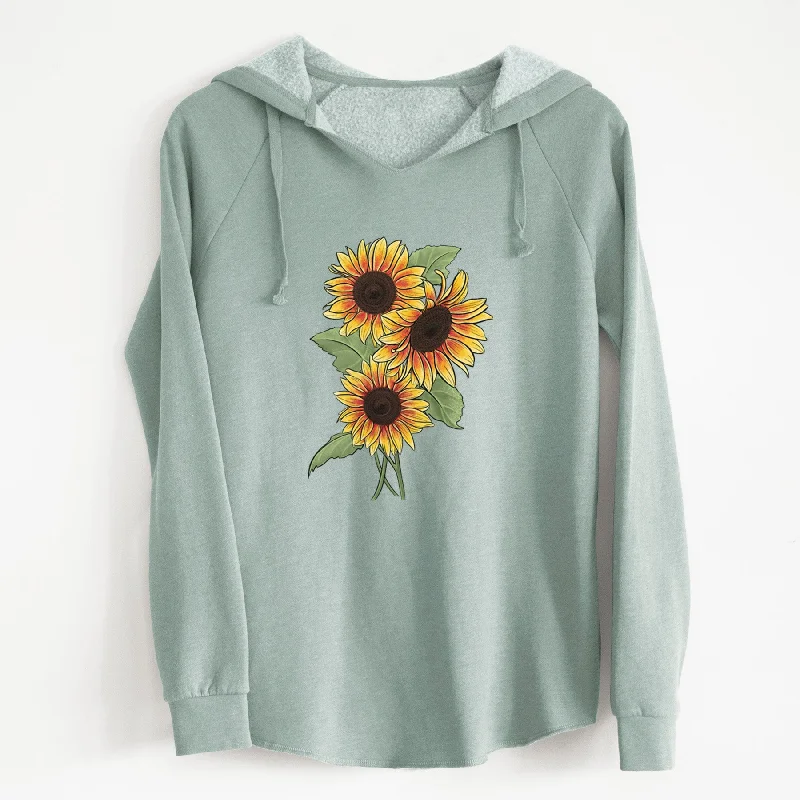 Firecracker Sunflowers - Helianthus annuus - Cali Wave Hooded Sweatshirt Hoodie with Hood Adjustable Protection