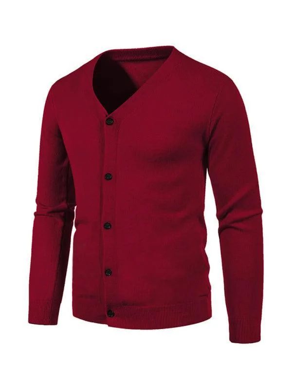 Casual Solid Men Cardigan Sweater Herringbone Houndstooth Plaid
