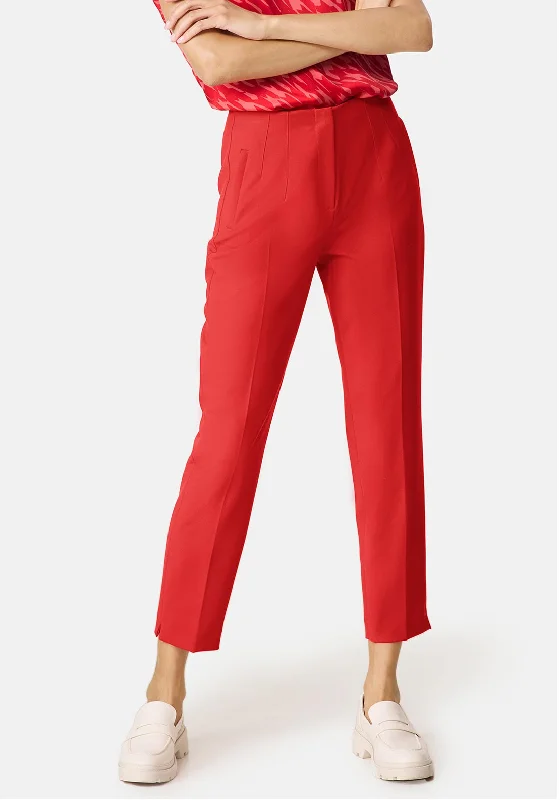 Gerry Weber High Waisted Trousers, Red Trousers Leather Faux