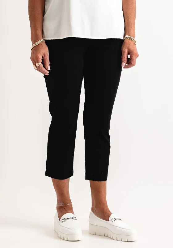 Natalia Collection Slim Leg Cropped Trousers, Black Trousers Modern Contemporary