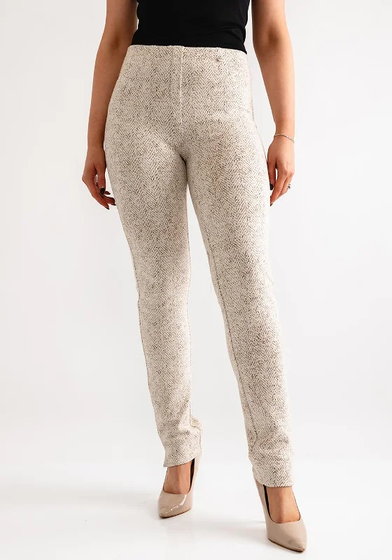 Robell Rose Knit Slim Leg Trousers, Beige Trousers sophisticated sleek