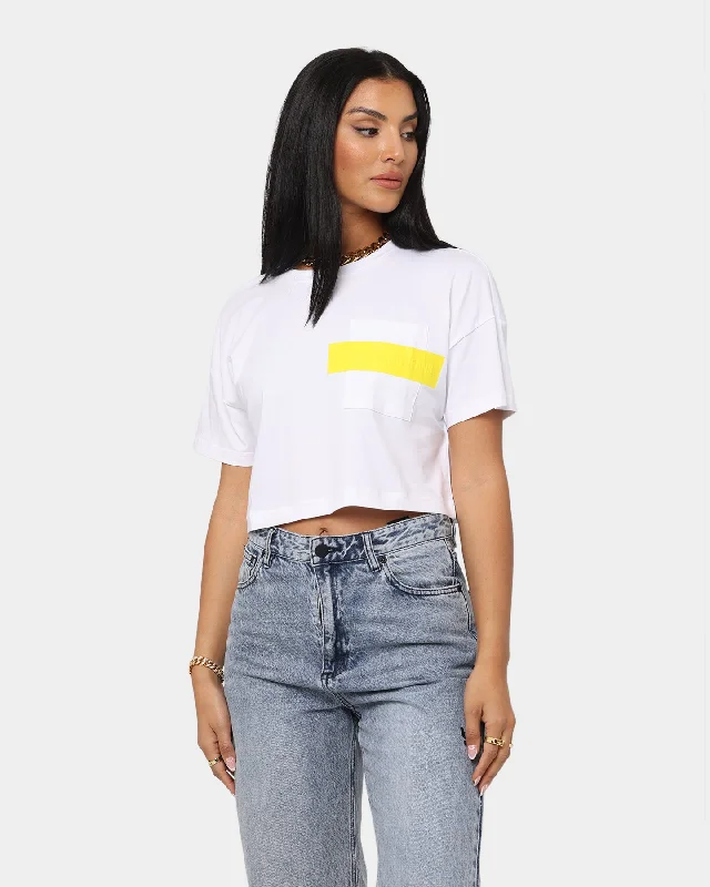Calvin Klein Women's Hero Logo Crop Top White Striped Floral Plaid