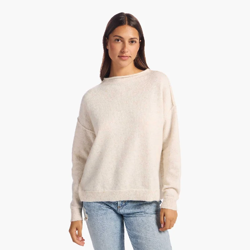 Cozy Knit Mock Neck Sweater | Heather Bone Terry Terry Cloth Terry Knit