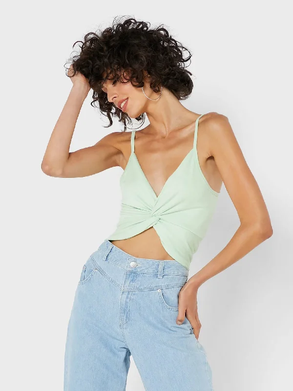 Γυναικείο crop top NMDORA S/L TIE TOP 27018519 | 27018519 Chenille Blend Fleece Blend Nylon Blend