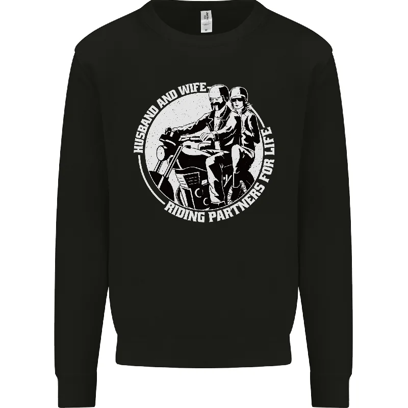 Husband and Wife Biker Motorcycle Motorbike Mens Sweatshirt Jumper Hoodie with Lace Feminine Delicate