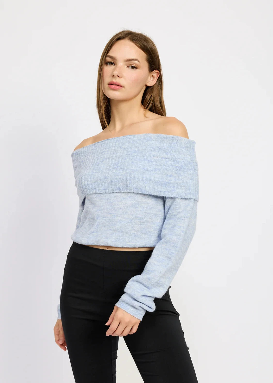off shoulder sweater Print Jacquard Patchwork