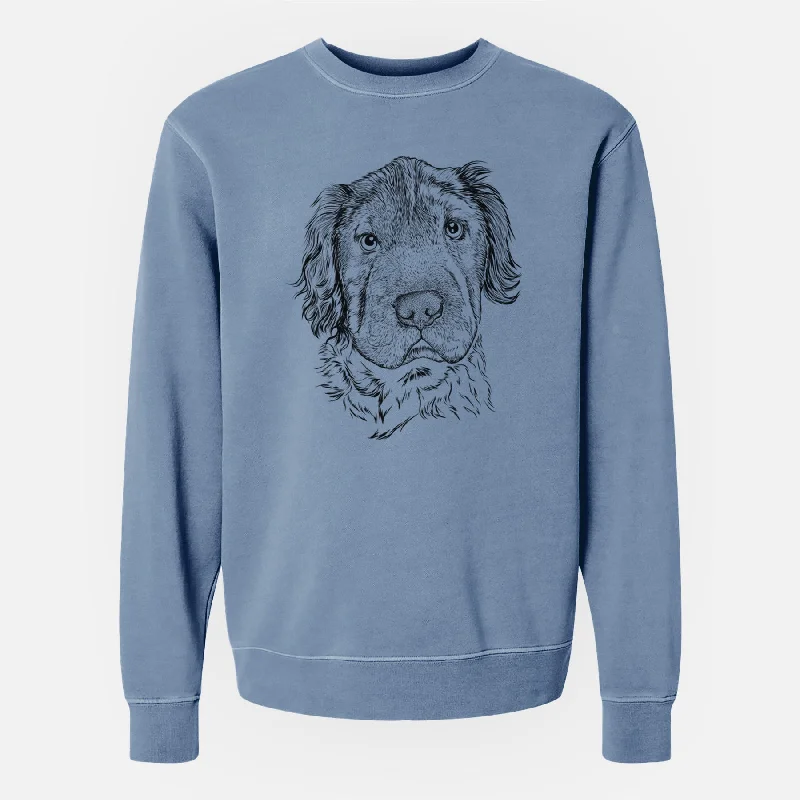 Bare Rex the Mini Hippo - Unisex Pigment Dyed Crew Sweatshirt Hoodie with Mock Neck Collared Structured