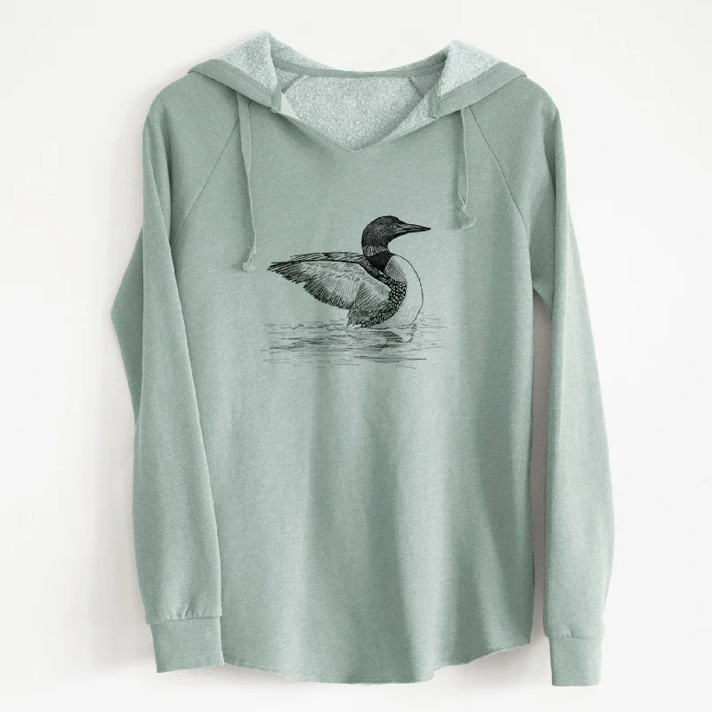 Common Loon - Gavia immer - Cali Wave Hooded Sweatshirt Hoodie with Button Placket Classic Preppy