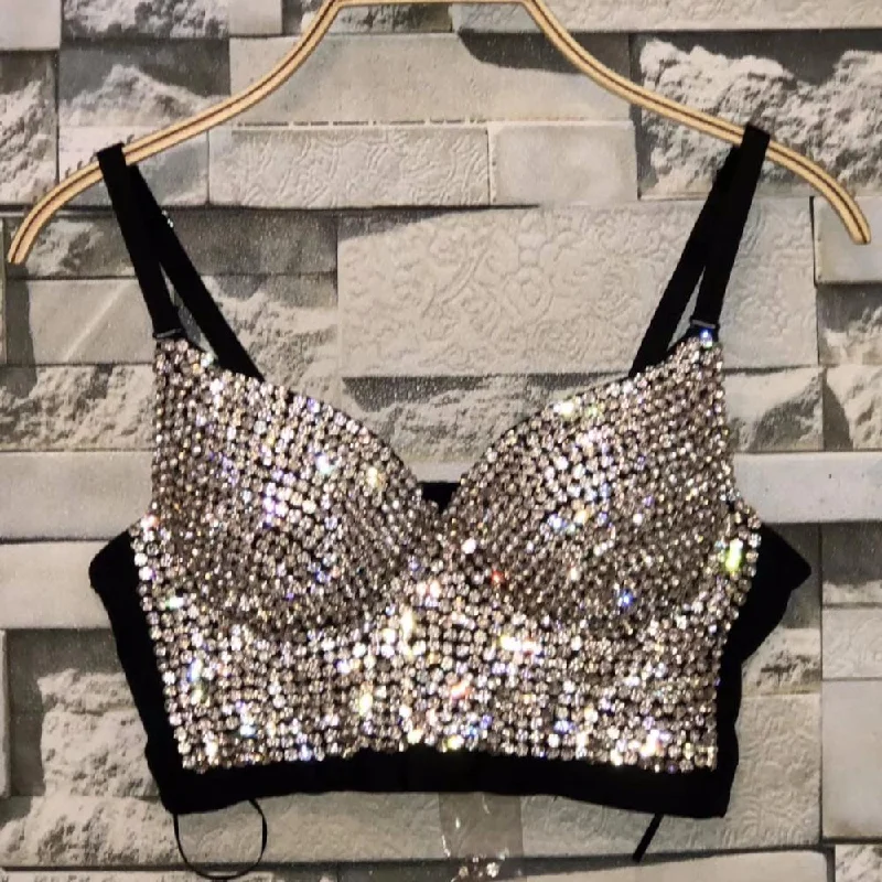 handmade beads sequins top blouse designs sequin crop top Collared Crew Neck Turtle Neck