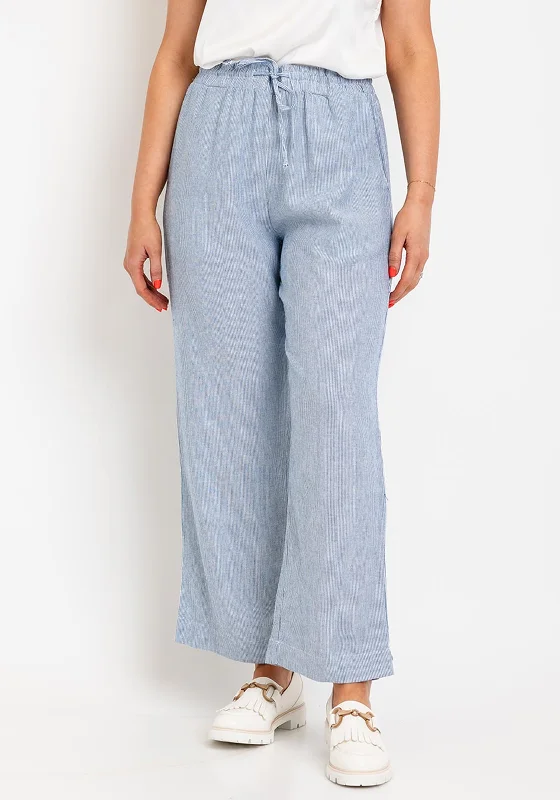 Freequent Lava Striped Linen Trousers, Nebular Blue & Off White Trousers Favorite Customer