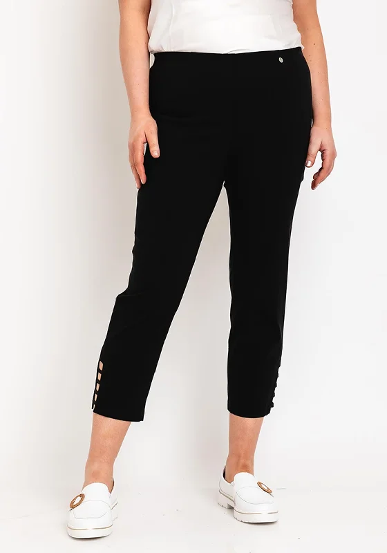 Robell Lena Slim Fit Stretch Cropped Trousers, Black Trousers Hiking Durable