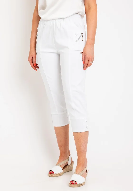 Natalia Collection Slim Leg Cropped Trousers, White Trousers Timeless Classic