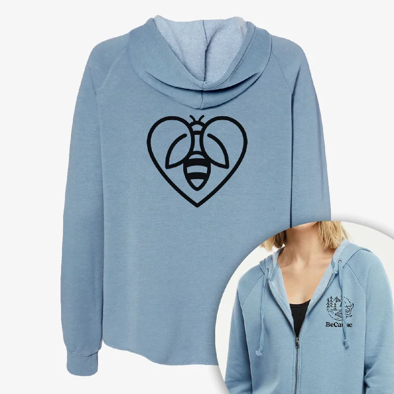 Bee Heart Icon - Women's Cali Wave Zip-Up Sweatshirt Hoodie with Sequins Glamorous Eye-catching