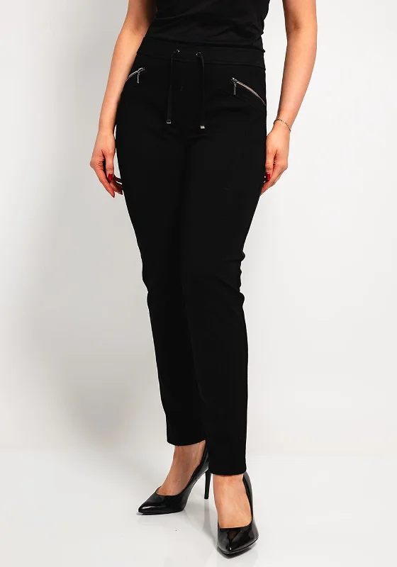 Rabe Slim Leg Stretch Trousers, Black Trousers trendy modern