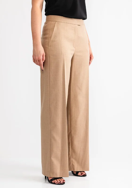 Gerry Weber Pinstripe Wide Leg Trousers, Camel Trousers Hiking Durable