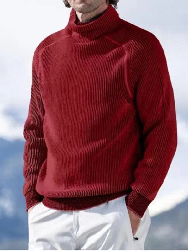 Knitted Men Turtleneck Sweater Seamless Knitted Crochet