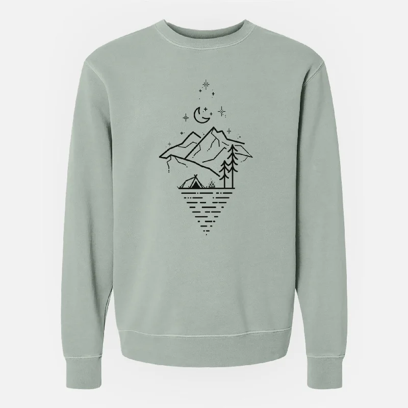 Camp Diamond - Unisex Pigment Dyed Crew Sweatshirt Hoodie with Drawcord Adjustable Secure