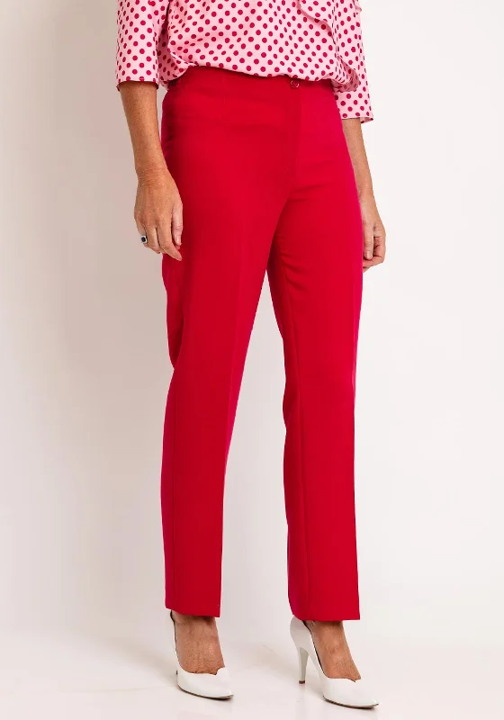 Via Veneto Sarah Tailored Slim Trousers, Crimson Trousers fashionable chic