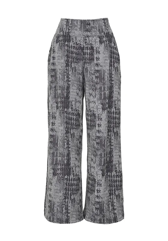 Ever Sassy Blurred Houndstooth Wide Leg Trouser, Grey Trousers versatile functional