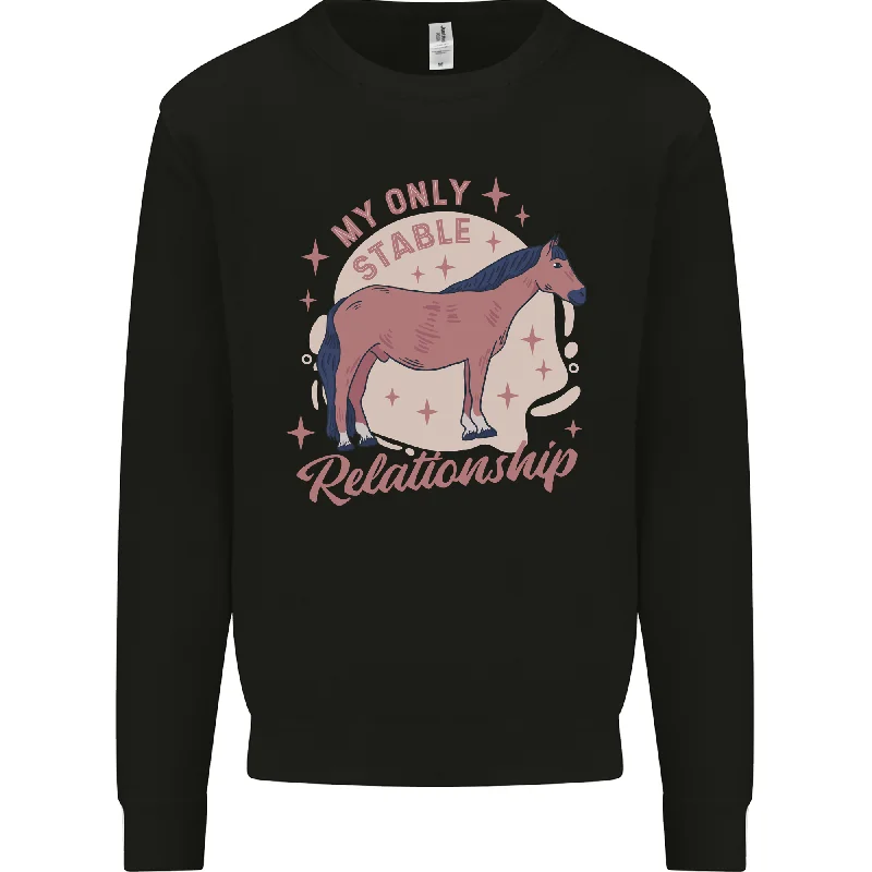 Horse My Only Stable Relationship Equestrian Mens Sweatshirt Jumper Hoodie with Magnetic Closure Innovative Modern