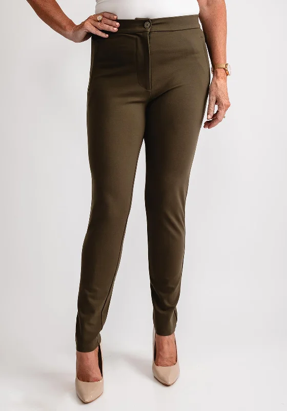 Masai Pamala Fitted High Waisted Trousers, Green Trousers versatile all-occasion