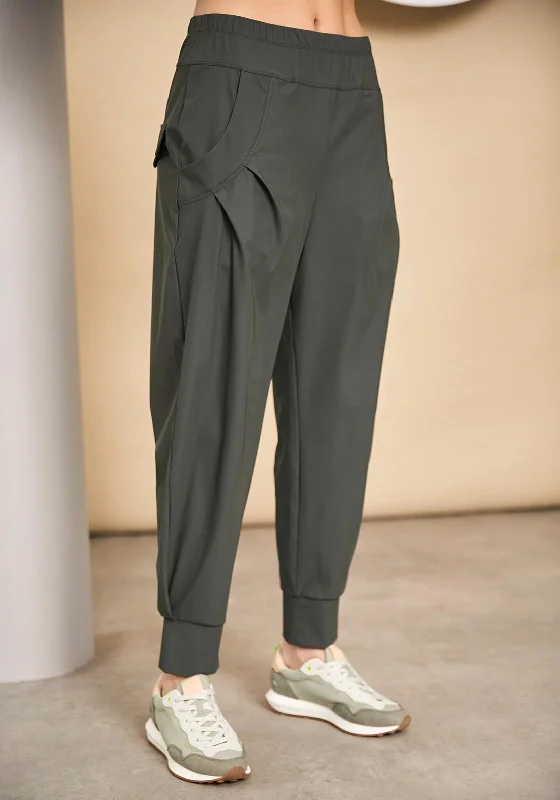 Naya Cuffed Leg Casual Trousers, Green Trousers Trousers Formal