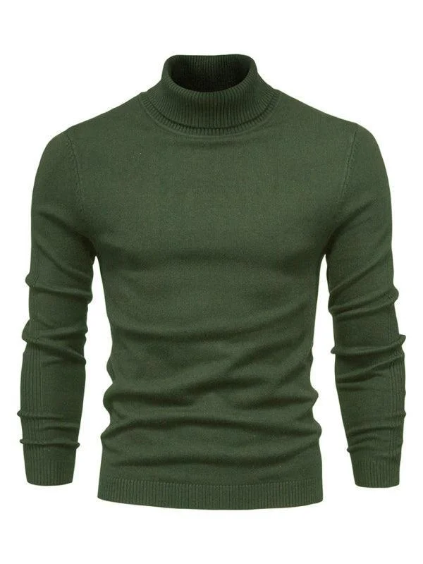 Knitwear Turtleneck Men Pullover Sweater Terry Blend Velvet Blend Canvas Blend