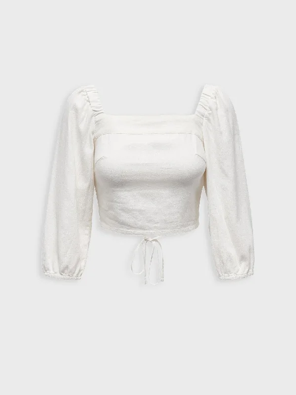 Γυναικείο crop top ONLCARO 3/4 BALLOON LINEN BL TOP CC PNT 15278796 | 15278796 Mesh Blend Leather Blend Suede Blend