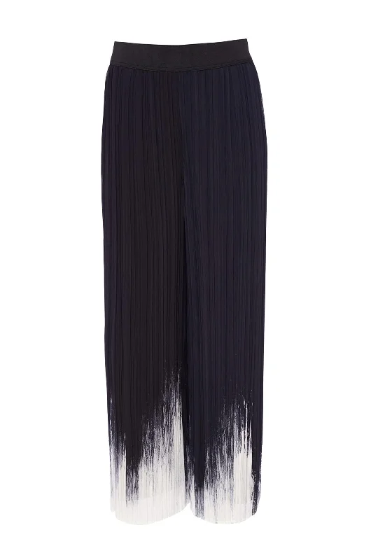 Naya Border Print Wide Leg Pleated Trouser, Black & White Trousers practical durable
