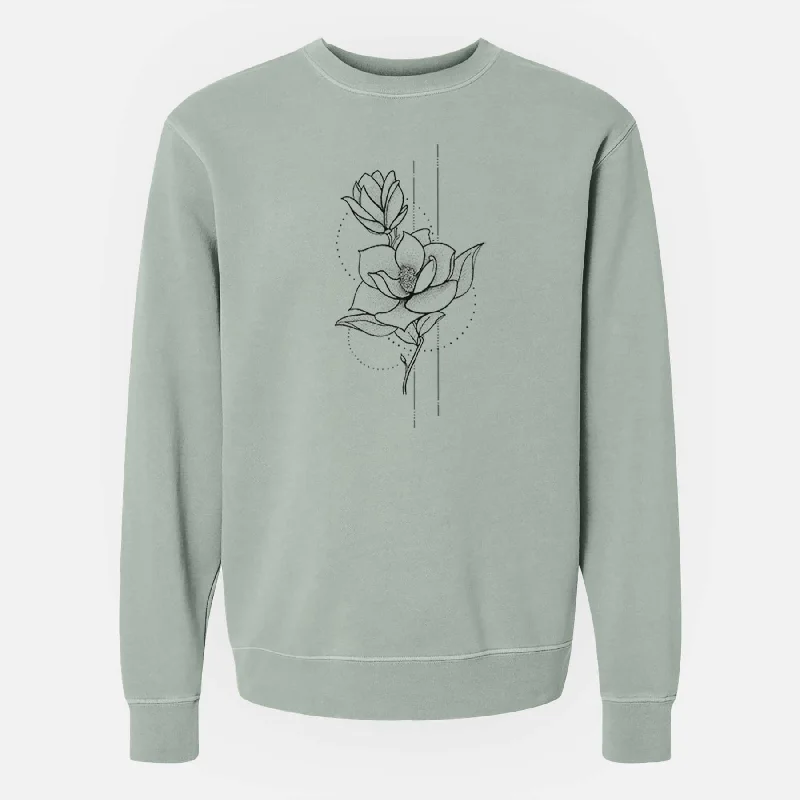 Southern Magnolia Stem - Unisex Pigment Dyed Crew Sweatshirt Hoodie with Hem Detail Decorative Unique