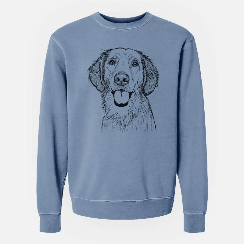 Bare Riley the Golden Retriever - Unisex Pigment Dyed Crew Sweatshirt Hoodie with Drop Shoulder Relaxed Streetwear