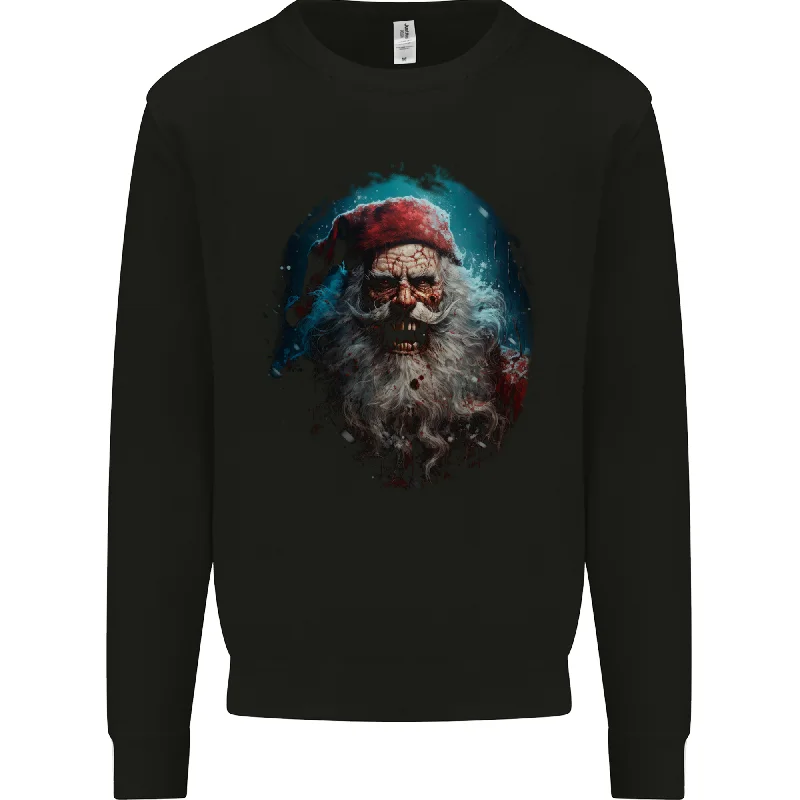 Horror Zombie Santa Claus Christmas Halloween Mens Sweatshirt Jumper Hoodie with Relaxed Fit Easy Casual