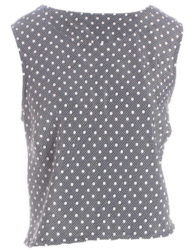 Label Polka Dot Chrissie Crop Top Mesh Blend Leather Blend Suede Blend